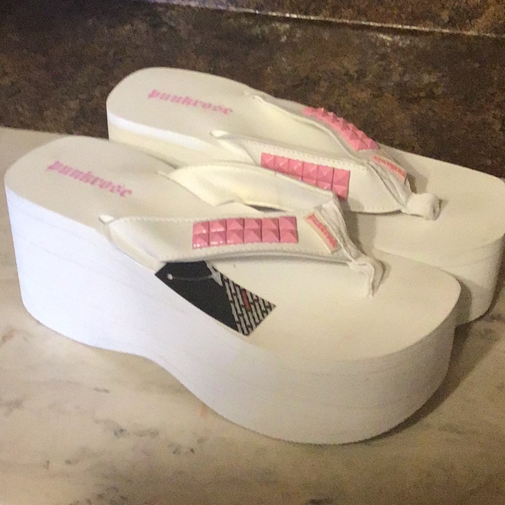 Punk rose platform thong sandals